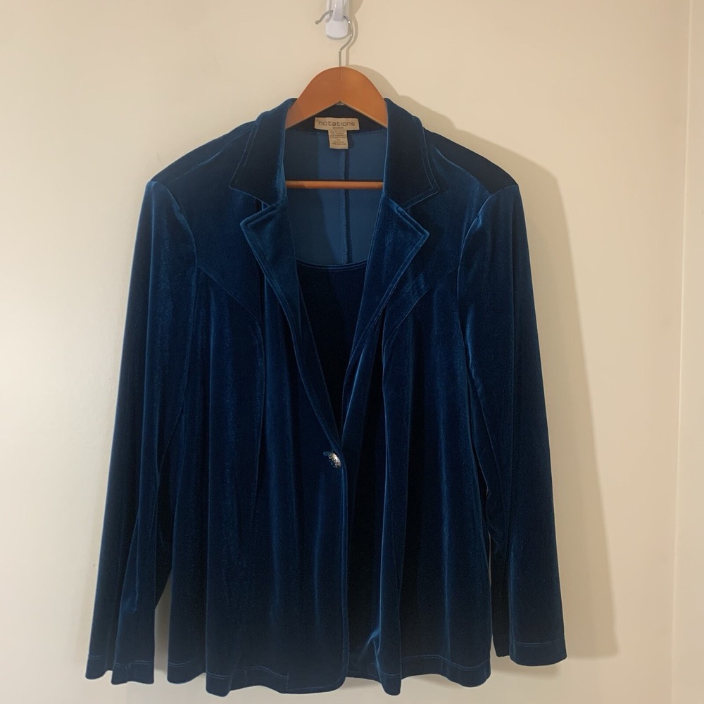Nic+Zoe Velvet Blazer in Deep Teal Blue